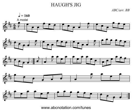 HAUGH'S JIG - staff notation