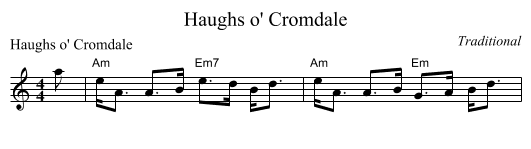 Haughs o' Cromdale - staff notation