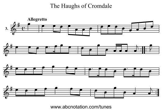 Haughs of Cromdale, The - staff notation