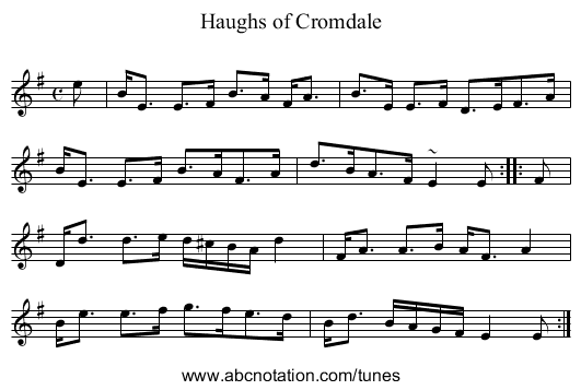 Haughs of Cromdale - staff notation