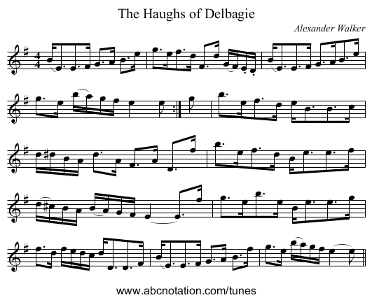 Haughs of Delbagie, The - staff notation
