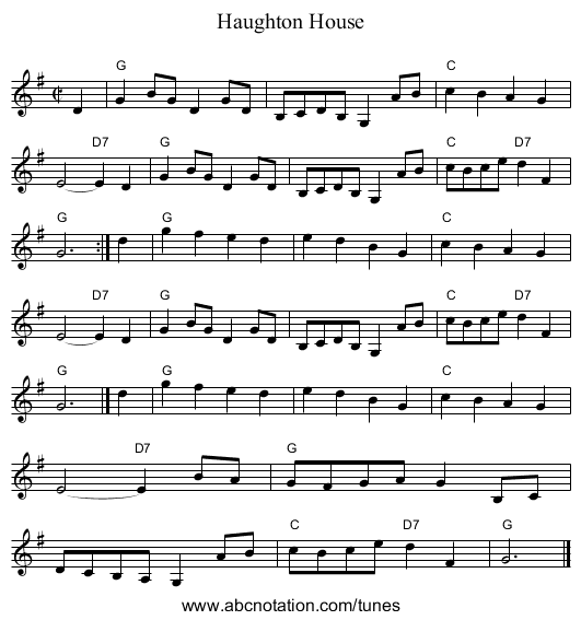 Haughton House - staff notation