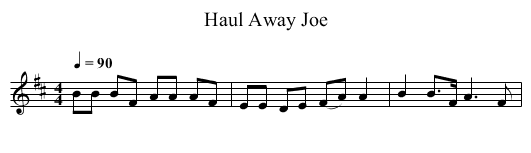Haul Away Joe - staff notation