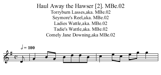 Haul Away the Hawser [2]. MBe.02 - staff notation