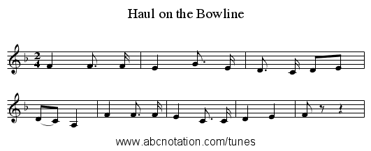 Haul on the Bowline - staff notation