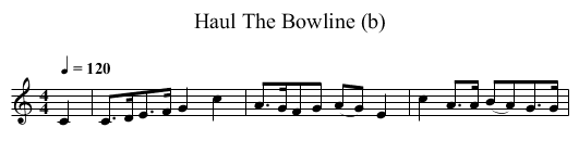 Haul The Bowline (b) - staff notation