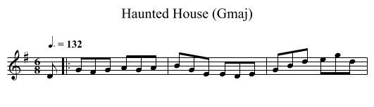 Haunted House (Gmaj) - staff notation