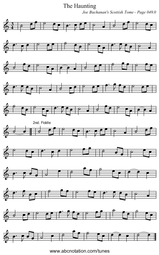 Haunting, The - staff notation