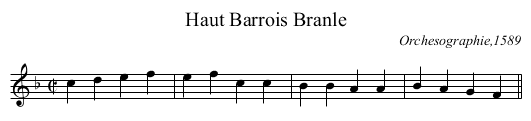Haut Barrois Branle - staff notation