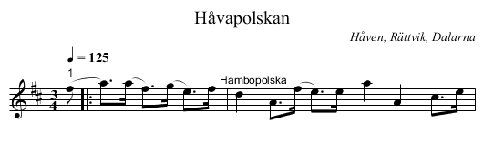 Håvapolskan - staff notation