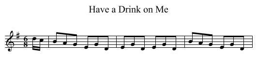 Have a Drink on Me - staff notation