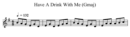 Have A Drink With Me (Gmaj) - staff notation