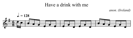 Have a drink with me - staff notation