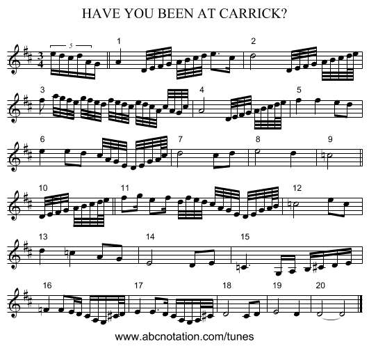 HAVE YOU BEEN AT CARRICK? - staff notation