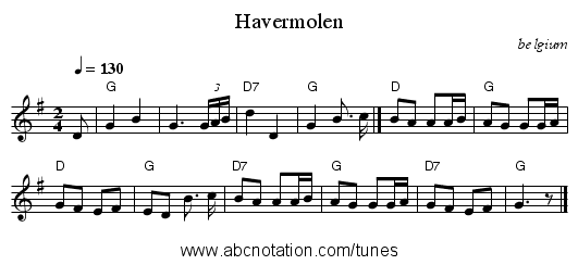 Havermolen - staff notation