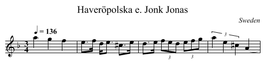 Haver&ouml;polska e. Jonk Jonas - staff notation
