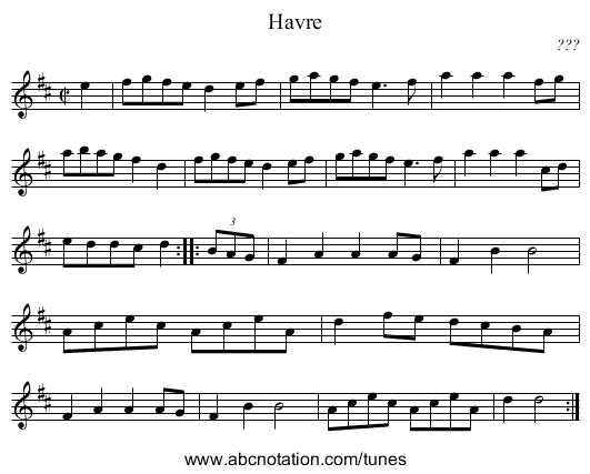 Havre - staff notation