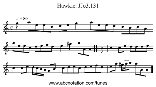 Hawkie. JJo3.131 - staff notation