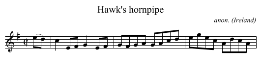Hawk's hornpipe - staff notation
