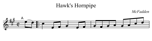 Hawk's Hornpipe - staff notation