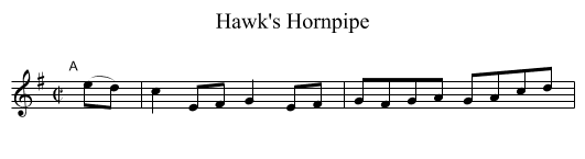 Hawk's Hornpipe - staff notation
