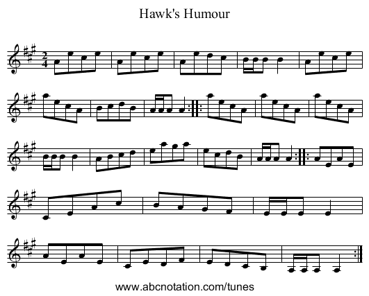 Hawk's Humour - staff notation