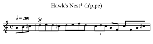 Hawk's Nest* (h'pipe) - staff notation