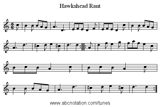 Hawkshead Rant - staff notation