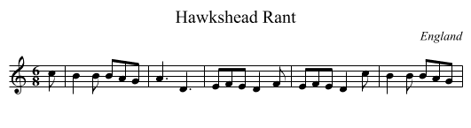 Hawkshead Rant - staff notation