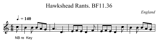 Hawkshead Rants. BF11.36 - staff notation