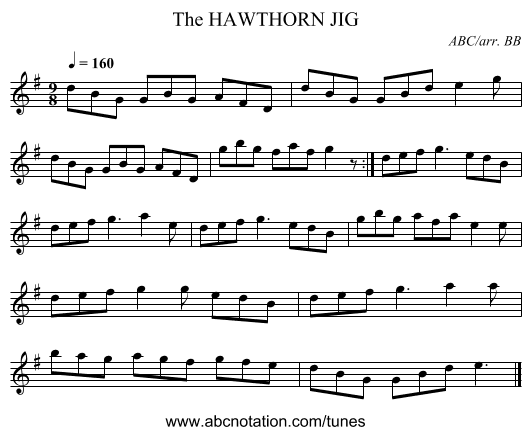 HAWTHORN JIG, The - staff notation