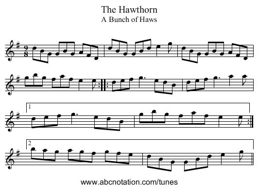 Hawthorn, The - staff notation