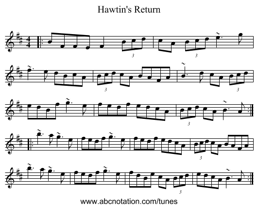 Hawtin's Return - staff notation