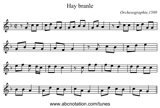 Hay branle - staff notation