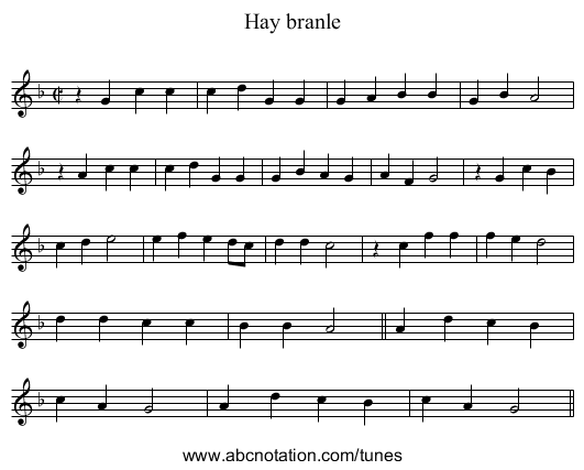 Hay branle - staff notation