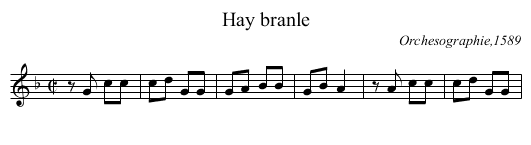 Hay branle - staff notation