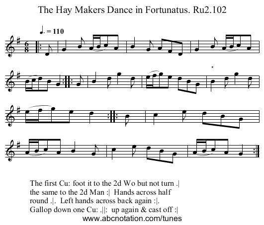 Hay Makers Dance in Fortunatus. Ru2.102, The - staff notation