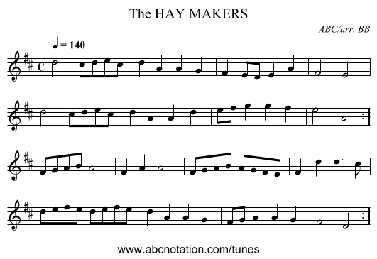 HAY MAKERS, The - staff notation