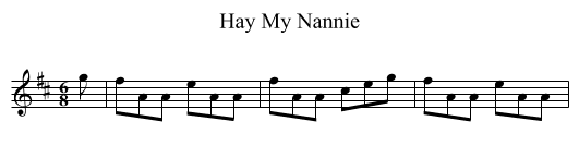 Hay My Nannie - staff notation