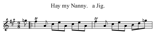 Hay my Nanny.   a Jig. - staff notation
