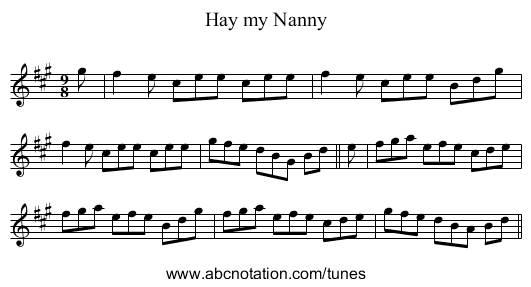 Hay my Nanny - staff notation