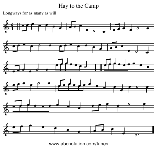 Hay to the Camp - staff notation