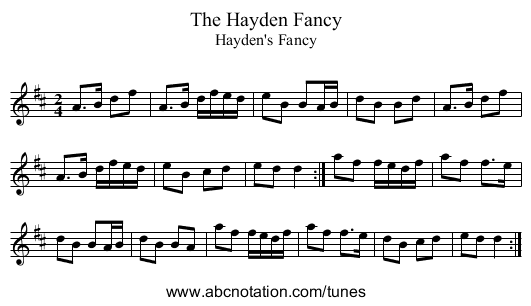 Hayden Fancy, The - staff notation
