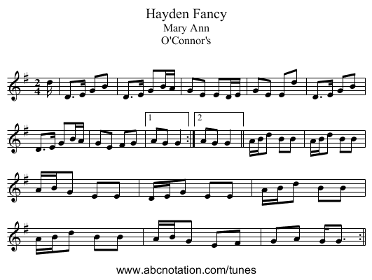 Hayden Fancy - staff notation