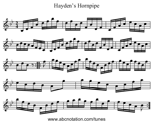 Hayden’s Hornpipe - staff notation