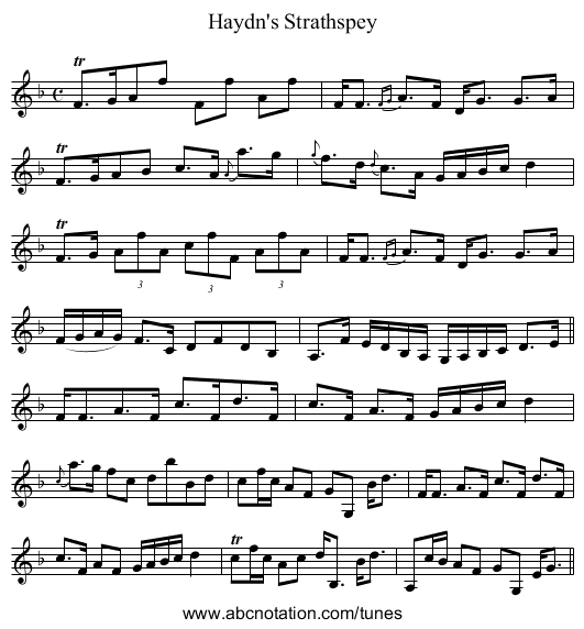Haydn's Strathspey - staff notation