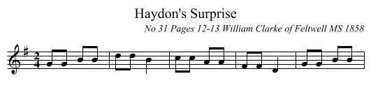Haydon's Surprise - staff notation