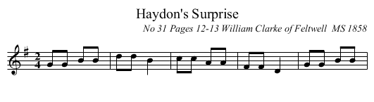 Haydon's Surprise - staff notation
