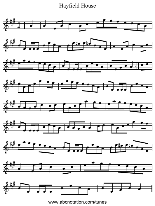 Hayfield House - staff notation