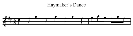 Haymaker’s Dance - staff notation